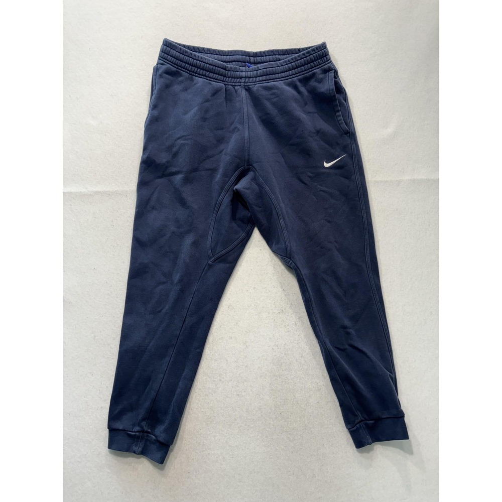 Nike Mens Large Blue Fleece Jogger Pants Elastic Waist Tapered Athletic RN56323